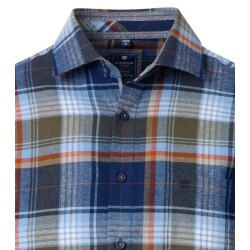 REDMOND Herren Flanellhemd Langarm Kent Modern-Fit Blau Karo