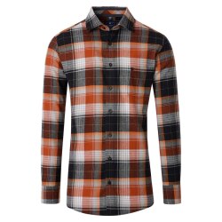REDMOND Herren Flanellhemd Langarm Kent Modern-Fit Orange...