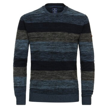 REDMOND Casual Herren Pullover Langarm Rundhals Comfort Blau gestreift