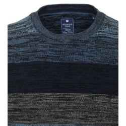 REDMOND Casual Herren Pullover Langarm Rundhals Comfort Blau gestreift