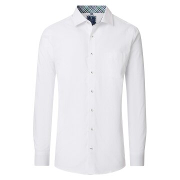 REDMOND Herren Freizeithemd Langarm Kent Modern-Fit Twill Weiß