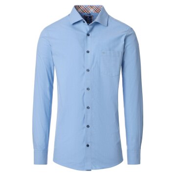 REDMOND Herren Freizeithemd Langarm Kent Modern-Fit Twill Hellblau