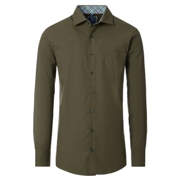 REDMOND Herren Freizeithemd Langarm Kent Modern-Fit Twill Grün