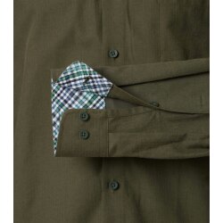 REDMOND Herren Freizeithemd Langarm Kent Modern-Fit Twill Grün