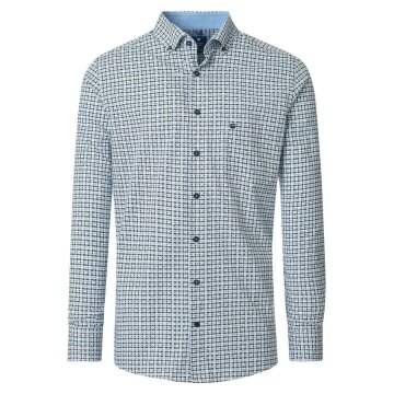 REDMOND Herren Freizeithemd Langarm Button-Down Comfort Blau Print