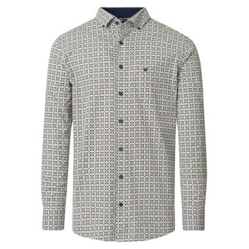 REDMOND Herren Freizeithemd Langarm Button-Down Comfort Gelb Print