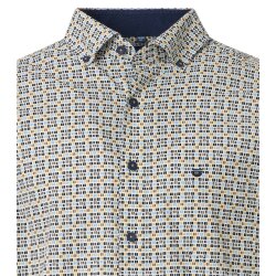 REDMOND Herren Freizeithemd Langarm Button-Down Comfort Gelb Print