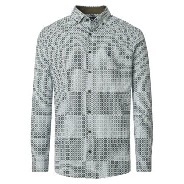 REDMOND Herren Freizeithemd Langarm Button-Down Comfort Grün Print