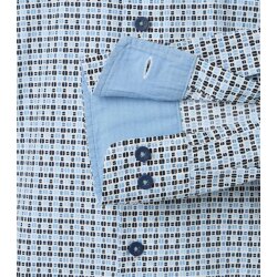 REDMOND Herren Freizeithemd Langarm Button-Down Modern-Fit Blau Print