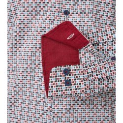 REDMOND Herren Freizeithemd Langarm Button-Down Modern-Fit Rot Print