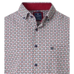REDMOND Herren Freizeithemd Langarm Button-Down Modern-Fit Rot Print