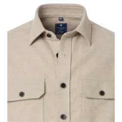 REDMOND Herren Flanellhemd Langarm Kent Comfort Baumwolle Beige