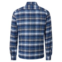 REDMOND Herren Flanellhemd Langarm Kent Comfort Blau Karo