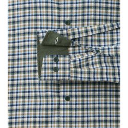 REDMOND Herren Flanellhemd Langarm Kent Comfort Grün Karo
