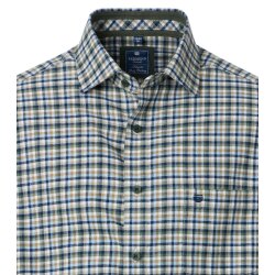 REDMOND Herren Flanellhemd Langarm Kent Comfort Grün Karo