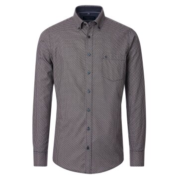 CASAMODA Freizeithemd Langarm Button-Down Comfort Braun print