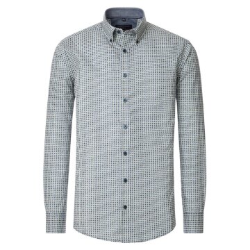 CASAMODA Freizeithemd Langarm Button-Down Casual Blau gemustert