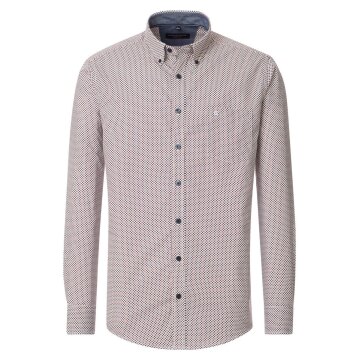 CASAMODA Freizeithemd Langarm Button-Down Casual Rot gemustert