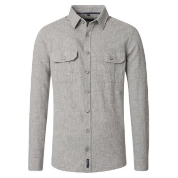 CASAMODA Herren Hemdjacke Langarm Kent Casual Leinenmix Grün