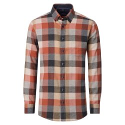 CASAMODA Flanellhemd Langarm Button-Down Casual Beige Karo