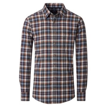 CASAMODA Flanellhemd Langarm Kent Casual Anthrazit kariert