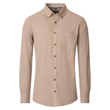 CASAMODA Herren Freizeithemd Langarm Button-Down Casual Beige