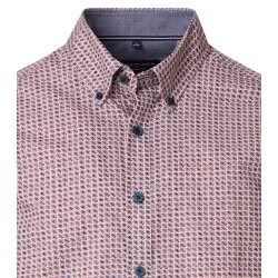 CASAMODA Herren Freizeithemd Langarm Button-Down Rot gemustert