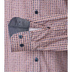 CASAMODA Herren Freizeithemd Langarm Button-Down Rot gemustert