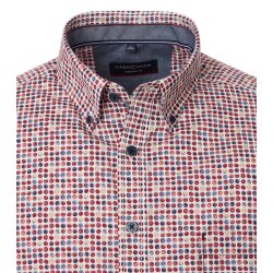 CASAMODA Herren Freizeithemd Langarm Button-Down Rot gemustert