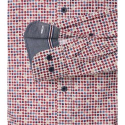 CASAMODA Herren Freizeithemd Langarm Button-Down Rot gemustert