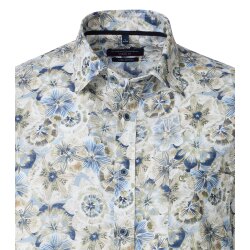CASAMODA Herren Leinenhemd Langarm Kent Grün Floral gemustert