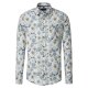 CASAMODA Herren Leinenhemd Langarm Kent Grün Floral gemustert