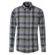 CASAMODA Herren Leinenhemd Langarm Button-Down Anthrazit Karo
