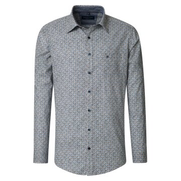CASAMODA Herren Freizeithemd Langarm Kent Comfort Blau gemustert