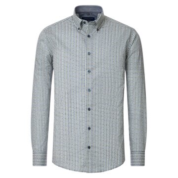 CASAMODA Herren Freizeithemd Langarm Button-Down Comfort Blau gemustert