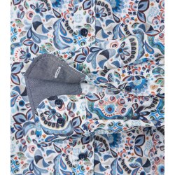 CASAMODA Herren Freizeithemd Langarm Button-Down Blau gemustert