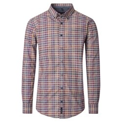 CASAMODA Herren Freizeithemd Langarm Button-Down Rot kariert