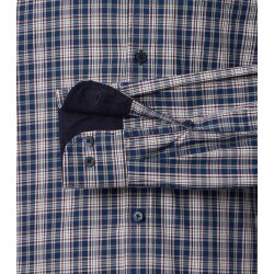 CASAMODA Herren Freizeithemd Langarm Button-Down Blau kariert