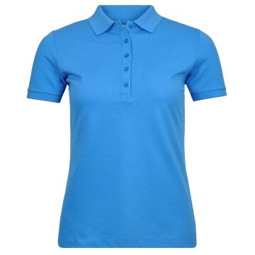 RAGWOMAN Damen Poloshirt Kurzarm Regular Baumwollmix Piqué Blau