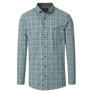 REDMOND Herren Freizeithemd Langarm Button-Down Modern Twill Grün Karo