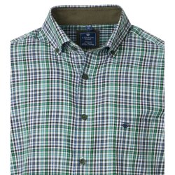 REDMOND Herren Freizeithemd Langarm Button-Down Modern Twill Grün Karo