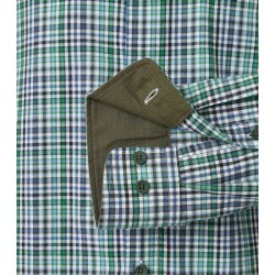 REDMOND Herren Freizeithemd Langarm Button-Down Modern Twill Grün Karo