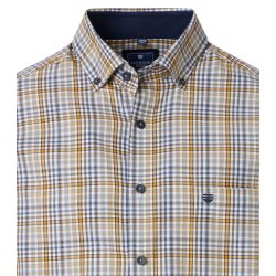 REDMOND Herren Freizeithemd Langarm Button-Down Comfort Twill Gelb Karo