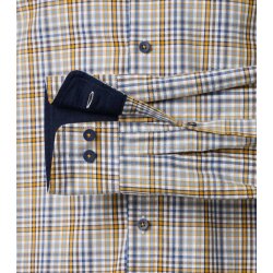 REDMOND Herren Freizeithemd Langarm Button-Down Comfort Twill Gelb Karo