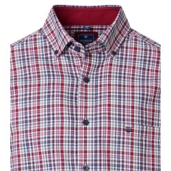 REDMOND Herren Freizeithemd Langarm Button-Down Comfort Twill Rot Karo