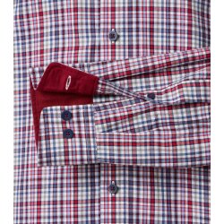REDMOND Herren Freizeithemd Langarm Button-Down Comfort Twill Rot Karo