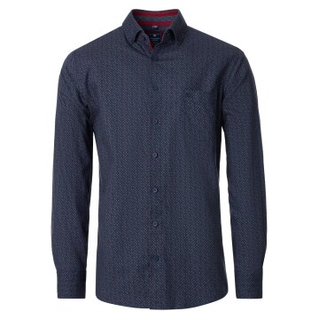 REDMOND Herren Freizeithemd Button-Down Modern-Fit Rot Print