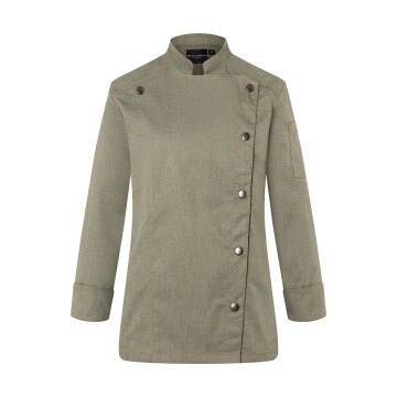 KARLOWSKY Damen Kochjacke JEANS-STYLE Druckknöpfe Moosgrün