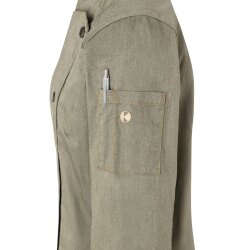 KARLOWSKY Damen Kochjacke JEANS-STYLE Druckknöpfe Moosgrün