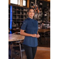 KARLOWSKY Damen Kochjacke DIAMOND-CUT® Kurzarm Stahlblau